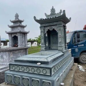Mẫu mộ đá tam cấp 1 mái  – 18