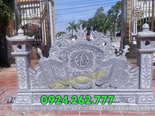 Mẫu cuốn thư đá bình phong đá nhà thờ từ đường đẹp tại Hà Nội